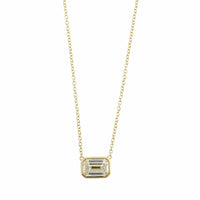 18K Yellow Gold Emerald Cut Diamond Pendant Necklace
