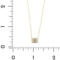 18K Yellow Gold Emerald Cut Diamond Pendant Necklace