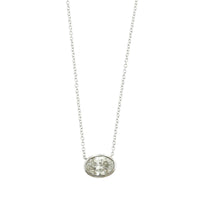 18K White Gold Oval Diamond Pendant Necklace