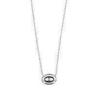 18K White Gold Oval Diamond Pendant Necklace