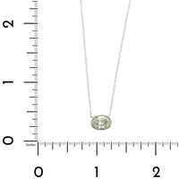 18K White Gold Oval Diamond Pendant Necklace