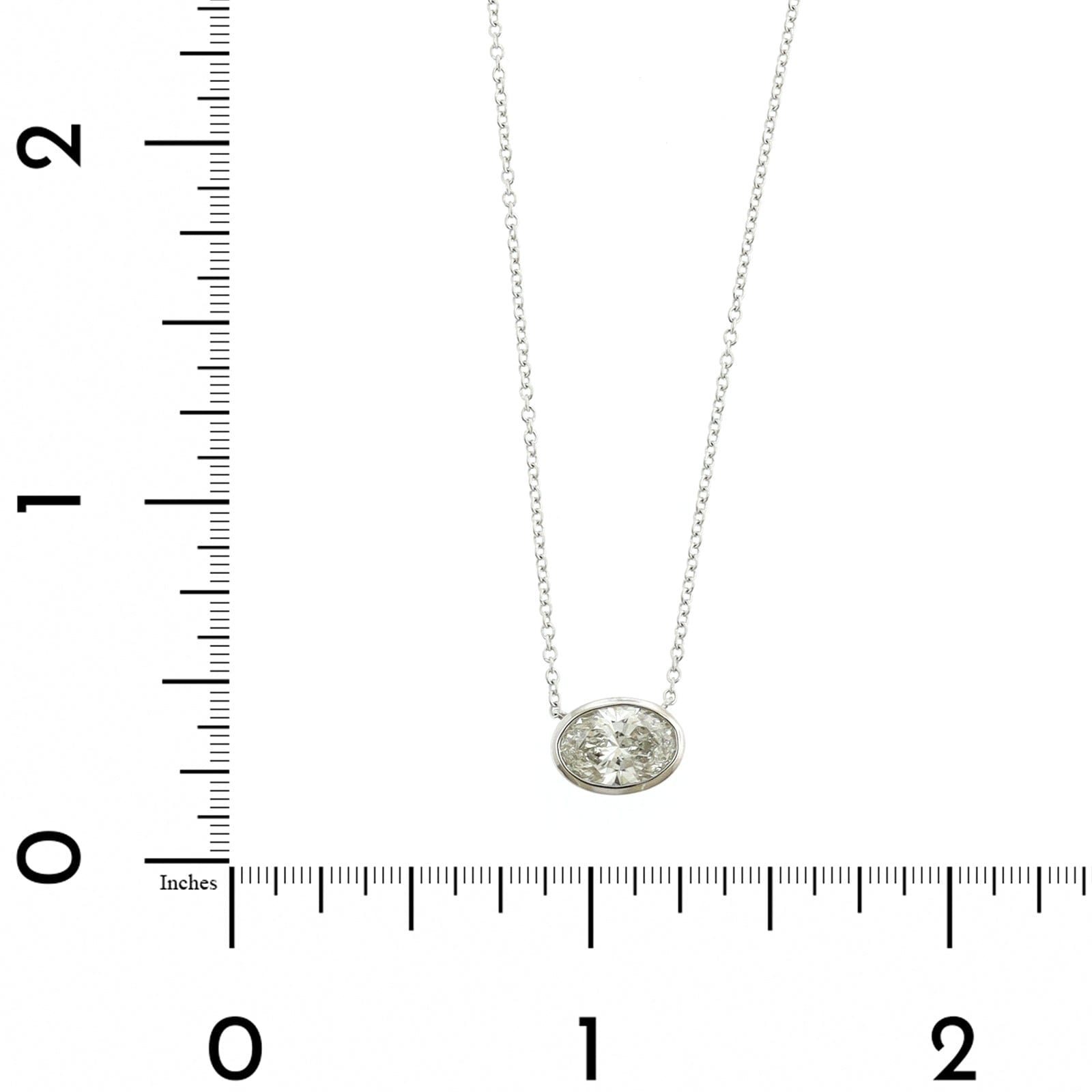 18K White Gold Oval Diamond Pendant Necklace