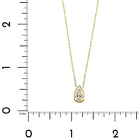18K Yellow Gold Pear Shaped Diamond Pendant Necklace