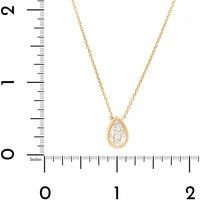18K Yellow Gold Bezel Set Pear Shaped Diamond Pendant Necklace