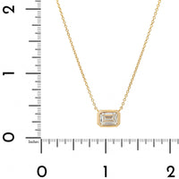 18K Yellow Gold Bezel Set Emerald Cut Diamond Pendant Necklace