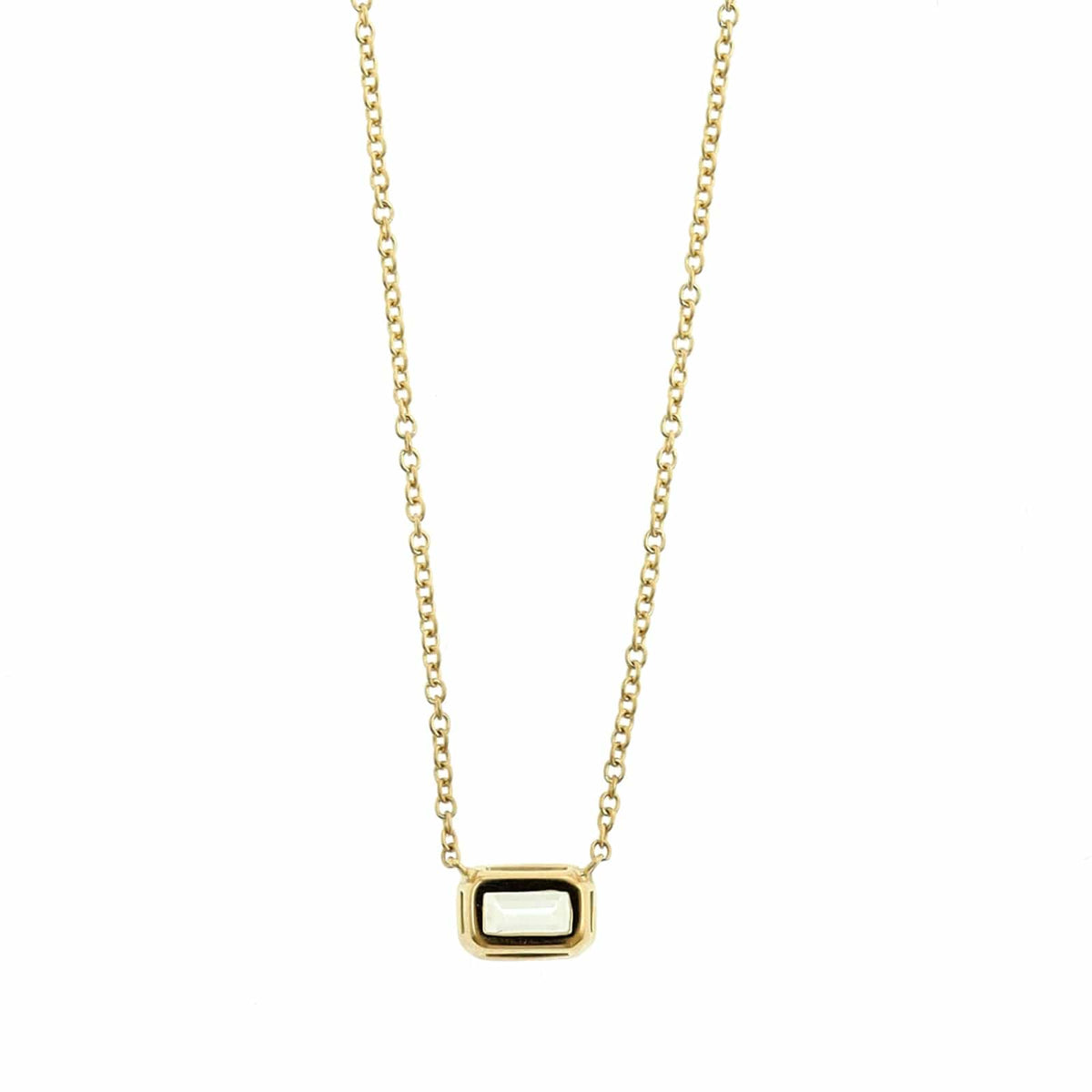 18K Yellow Gold Emerald Cut Diamond Pendant Necklace