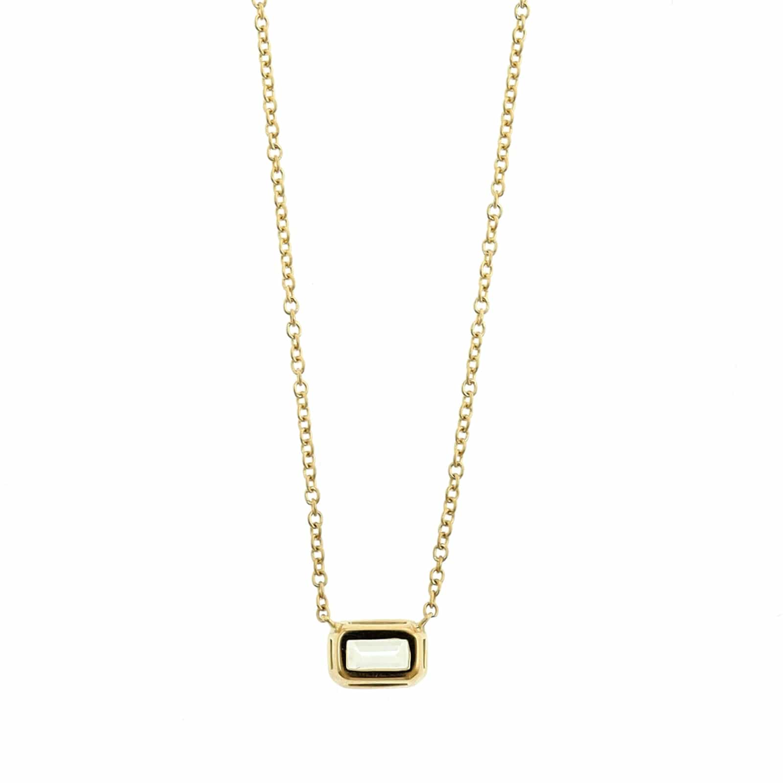 18K Yellow Gold Emerald Cut Diamond Pendant Necklace