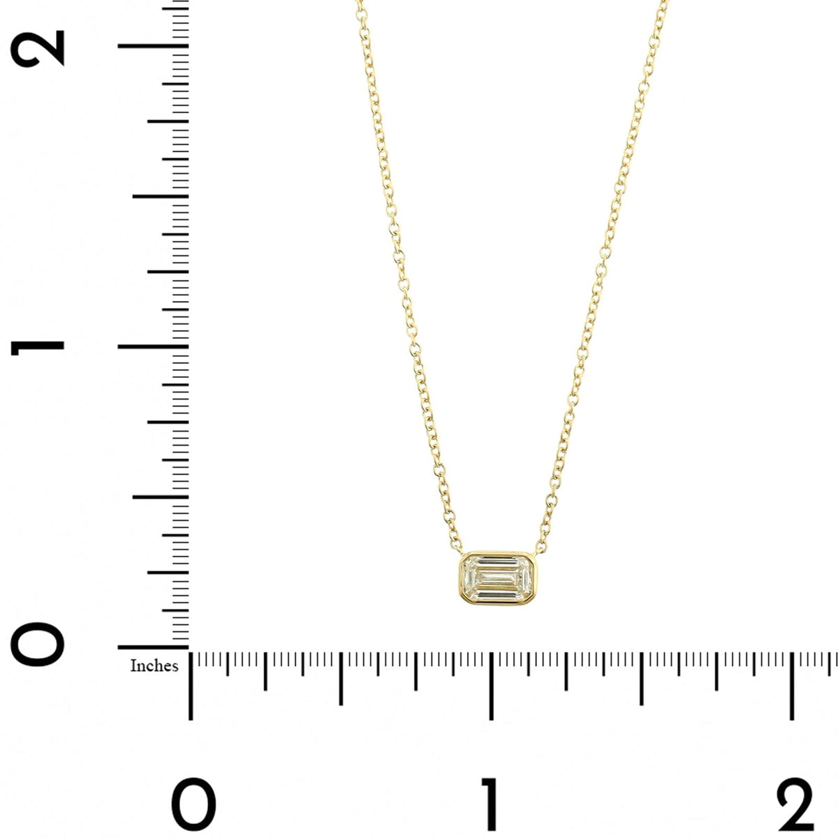 18K Yellow Gold Emerald Cut Diamond Pendant Necklace