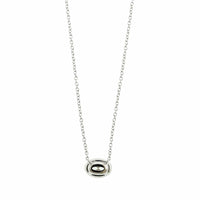 18K White Gold Bezel Set Oval Diamond Pendant Necklace