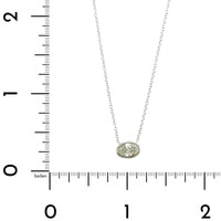 18K White Gold Bezel Set Oval Diamond Pendant Necklace