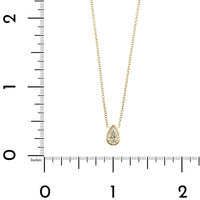 18K Yellow Gold Pear Shaped Diamond Pendant Necklace
