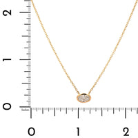 18K Yellow Gold Bezel Set Oval Diamond Pendant Necklace