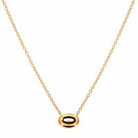 18K Yellow Gold Bezel Set Oval Diamond Pendant Necklace