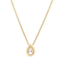 18K Yellow Gold Bezel Set Pear Shaped Diamond Pendant Necklace