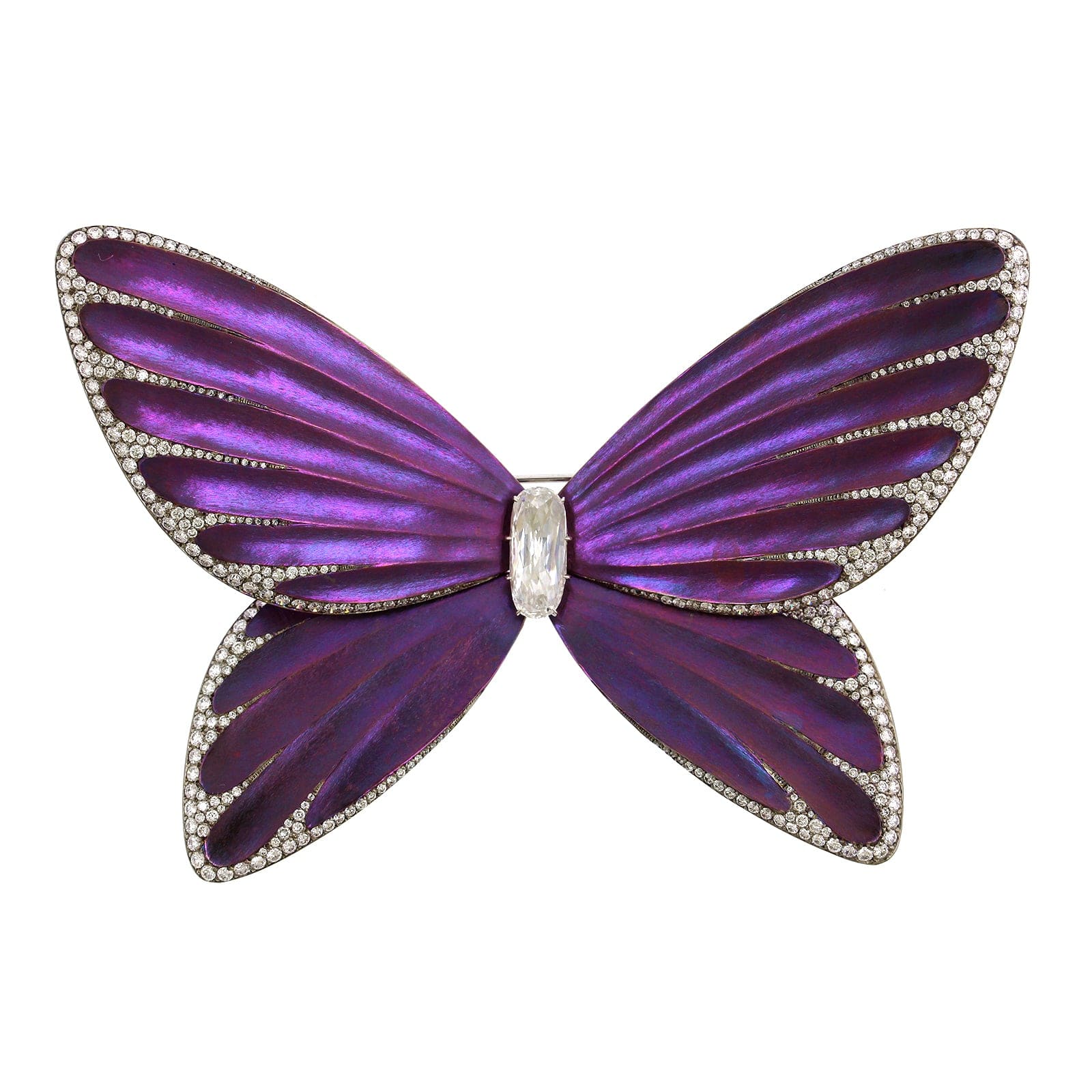 Titanium Butterfly Diamond Pin
