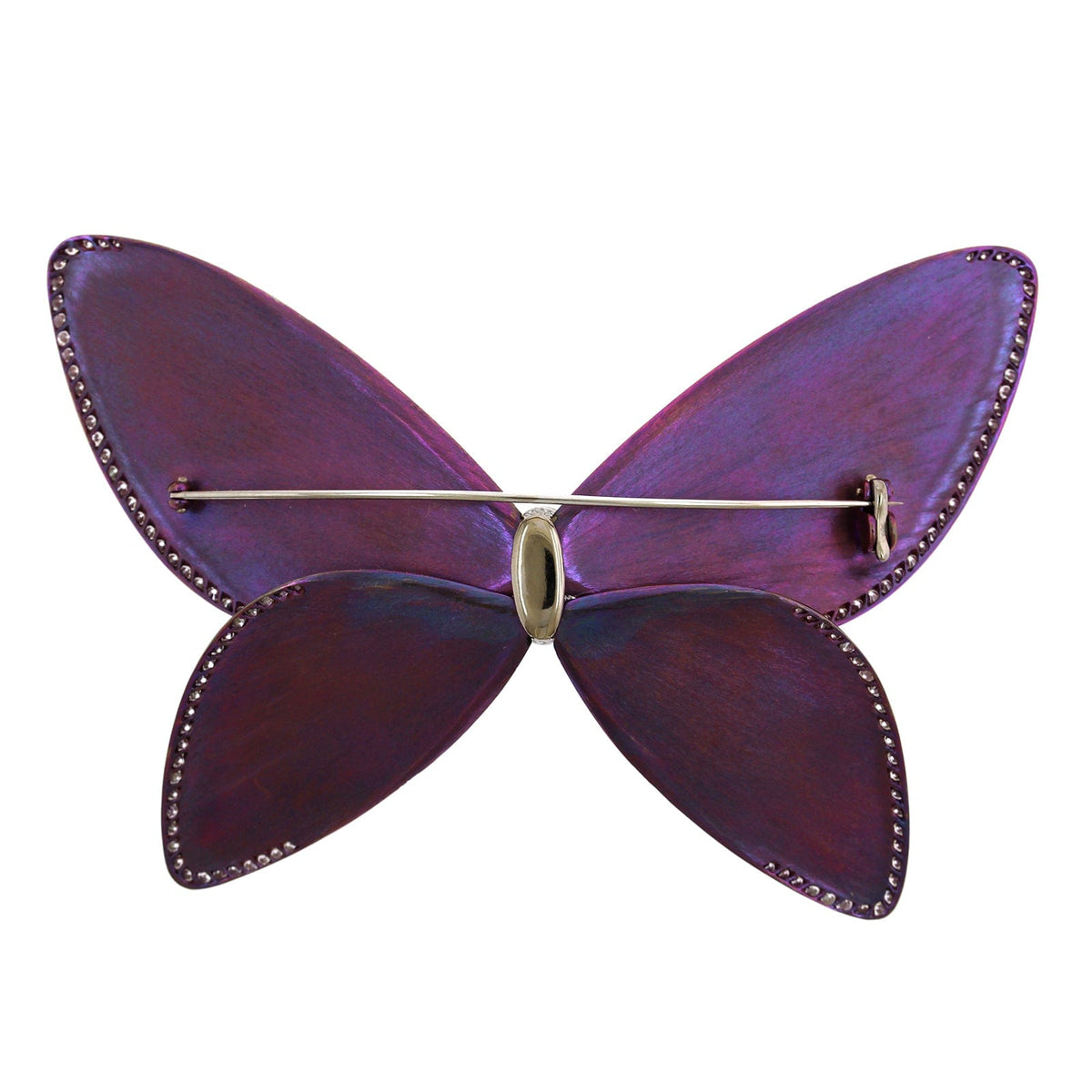 Titanium Butterfly Diamond Pin