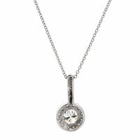 18K White Gold Round Diamond Halo Necklace
