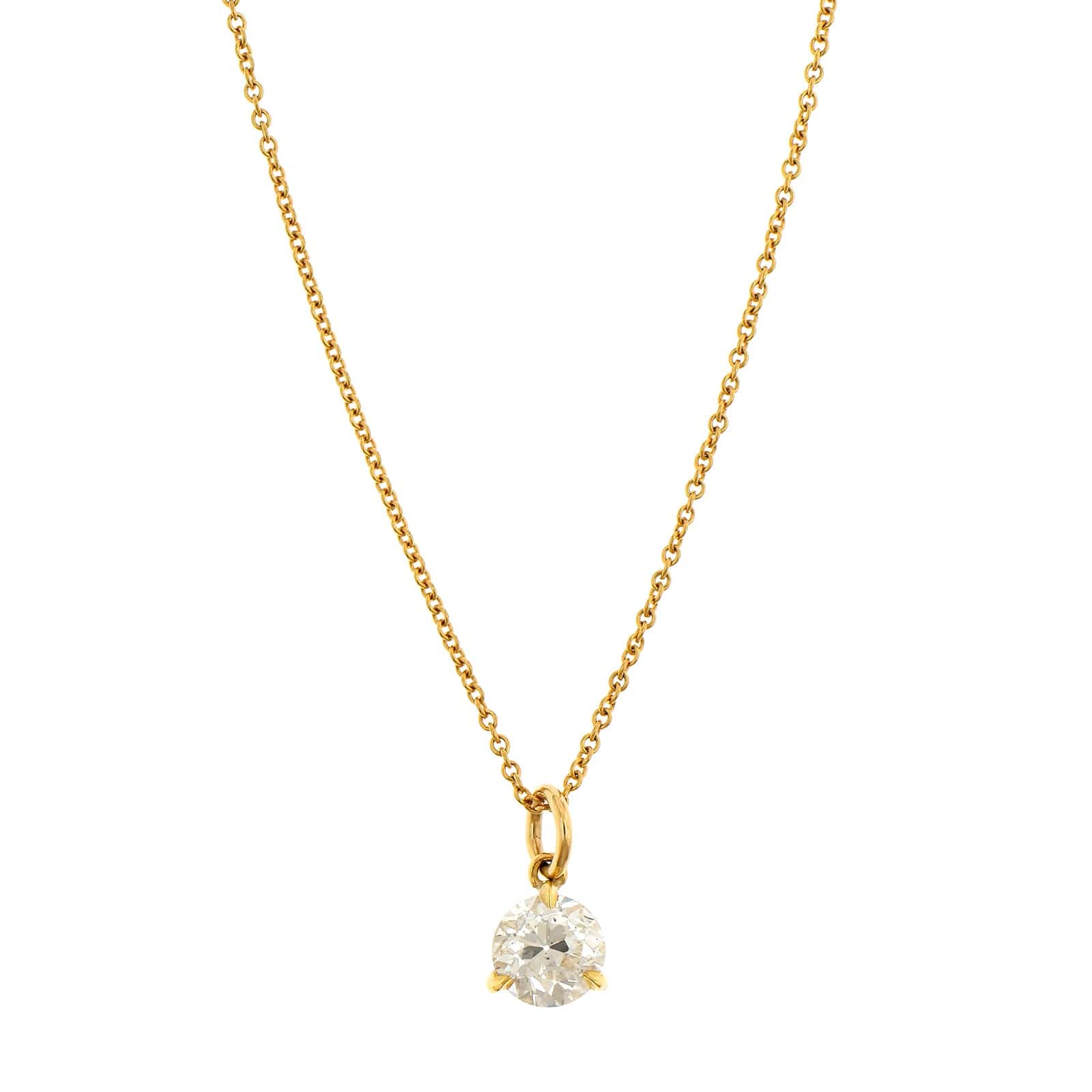 18K Yellow Gold Diamond Pendant Necklace