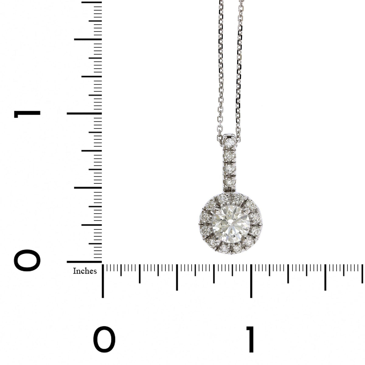 18K White Gold Round Diamond Halo Necklace