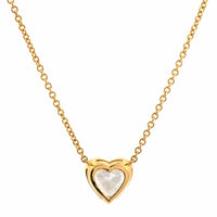 18K Yellow Gold Bezel Set Diamond Heart Pendant Necklace