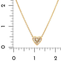 18K Yellow Gold Bezel Set Diamond Heart Pendant Necklace