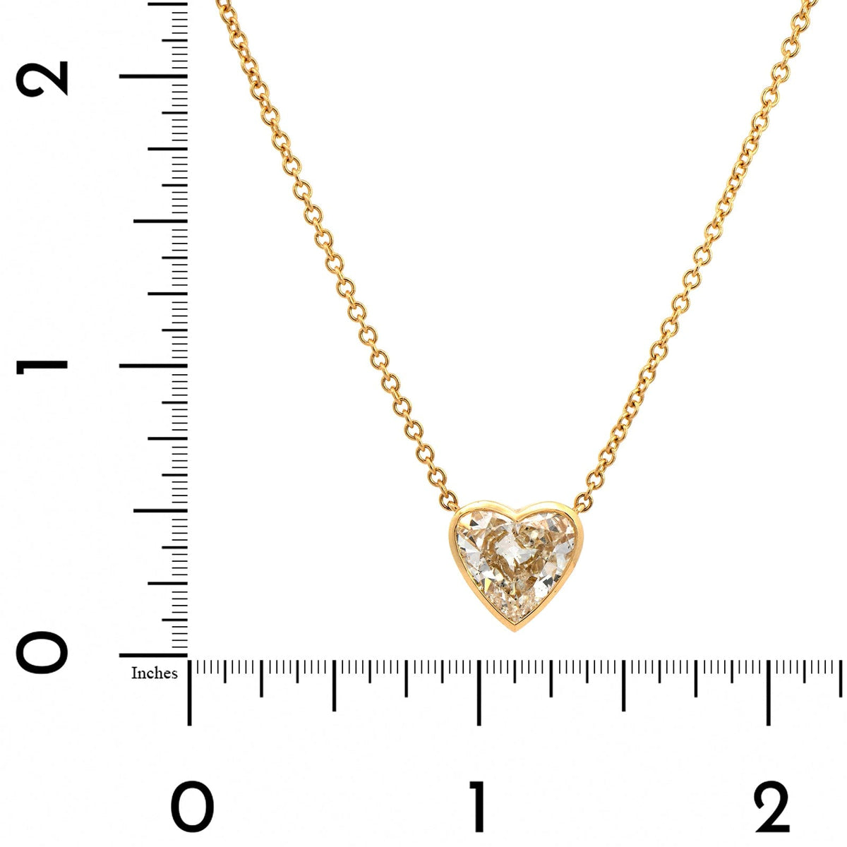 18K Yellow Gold Bezel Set Diamond Heart Pendant Necklace