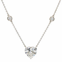 Platinum Diamond By The Yard Heart Pendant Necklace