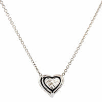 18K White Gold Diamond Heart Pendant Necklace