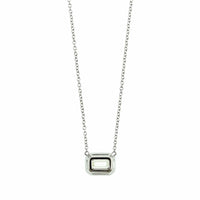 18K White Gold Emerald Cut Diamond Pendant Necklace