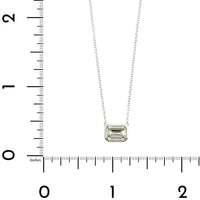 18K White Gold Emerald Cut Diamond Pendant Necklace