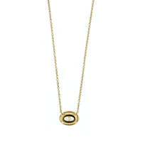 18K Yellow Gold Oval Diamond Pendant Necklace