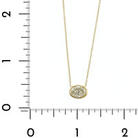 18K Yellow Gold Oval Diamond Pendant Necklace