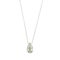 18K White Gold Pear Shaped Diamond Pendant Necklace