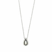 18K White Gold Pear Shaped Diamond Pendant Necklace