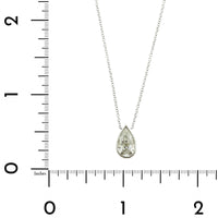 18K White Gold Pear Shaped Diamond Pendant Necklace
