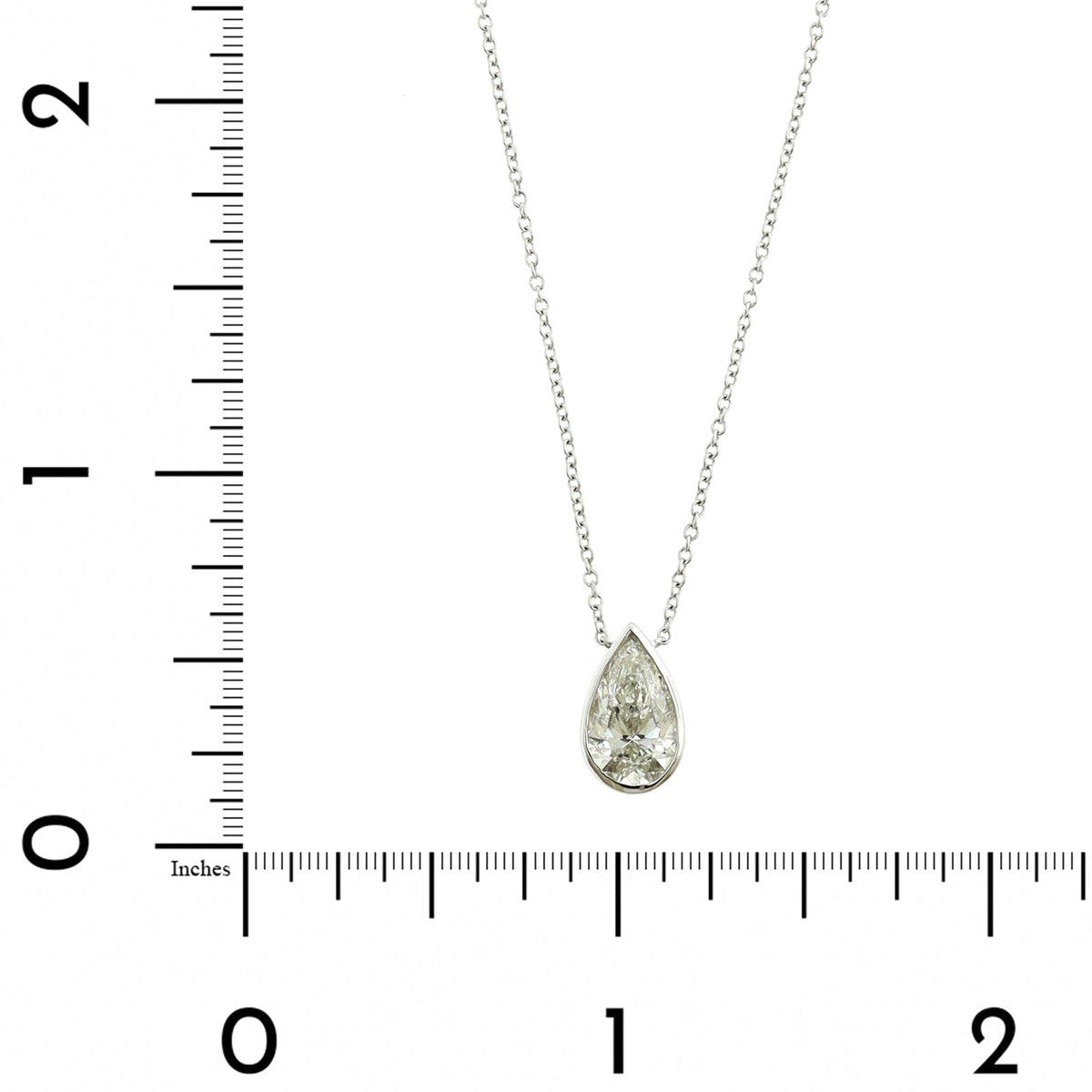 18K White Gold Pear Shaped Diamond Pendant Necklace