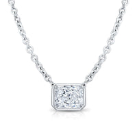 18K White Gold Radiant Cut Diamond Pendant Necklace