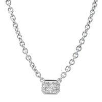 18K White Gold Bezel Set Radiant Cut Diamond Pendant Necklace