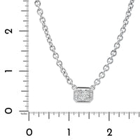 18K White Gold Bezel Set Radiant Cut Diamond Pendant Necklace