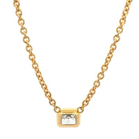 18K Yellow Gold Bezel Set Radiant Cut Diamond Pendant Necklace