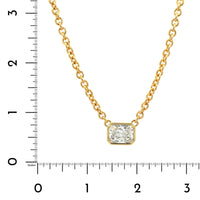 18K Yellow Gold Bezel Set Radiant Cut Diamond Pendant Necklace