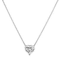 18K White Gold Heart Shaped Diamond Pendant Necklace