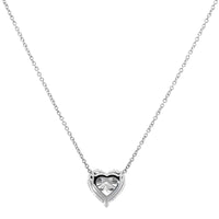 18K White Gold Heart Shaped Diamond Pendant Necklace