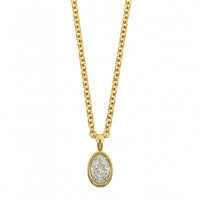 18K Yellow Gold Bezel Set Oval Diamond Pendant Necklace