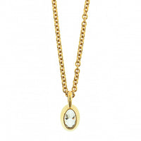 18K Yellow Gold Bezel Set Oval Diamond Pendant Necklace