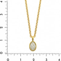 18K Yellow Gold Bezel Set Oval Diamond Pendant Necklace