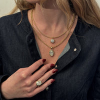 18K Yellow Gold Bezel Set Round Diamond Pendant Necklace