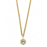 18K Yellow Gold Bezel Set Round Diamond Pendant Necklace