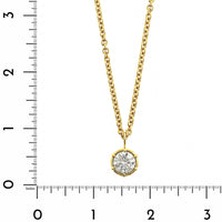 18K Yellow Gold Bezel Set Round Diamond Pendant Necklace