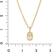 18K Yellow Gold Bezel Set Cushion Diamond Pendant Necklace